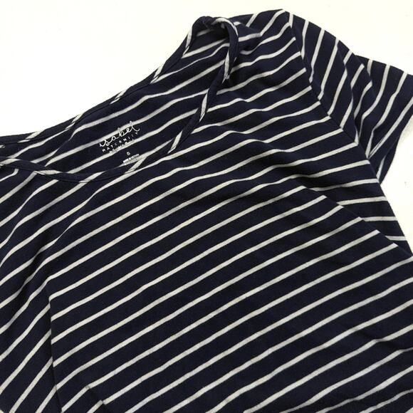 Isabel Maternity T-Shirt Dress Women's Size Small Navy Stripe Midi - Picture 2 of 7